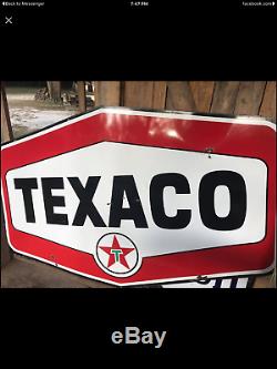 Large Texaco double sided porcelain sign Withring & pole advertising gas oil
