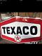 Large Texaco Double Sided Porcelain Sign Withring & Pole Advertising Gas Oil