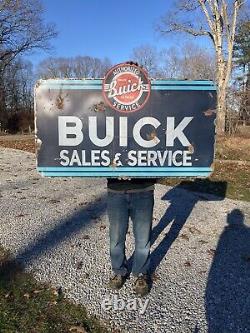 Large Vintage Buick Sales & Service Metal Sign 48 Inch Double Sided 442 Skylark