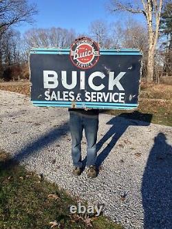 Large Vintage Buick Sales & Service Metal Sign 48 Inch Double Sided 442 Skylark