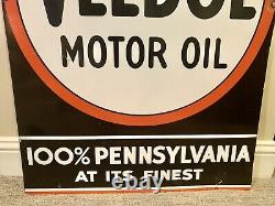 Large Vintage Buy Veedol Motor Oil Double-Sided Porcelain Tydol