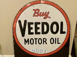 Large Vintage Buy Veedol Motor Oil Double-Sided Porcelain Tydol