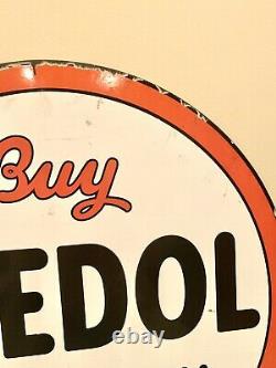Large Vintage Buy Veedol Motor Oil Double-Sided Porcelain Tydol