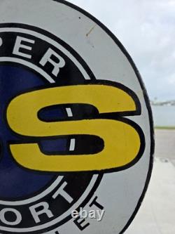 Large Vintage Chevrolet Super Sport Double-sided Porcelain Flange Sign 17