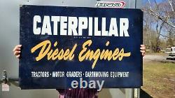 Large Vintage Double-sided Caterpillar Deisel Engines Machinery Porclein Sign