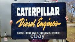 Large Vintage Double-sided Caterpillar Deisel Engines Machinery Porclein Sign