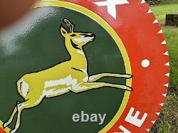 Large Vintage Double-sided Col-tex Gasoline Porcelain Metal Gas Pump Sign 30 In