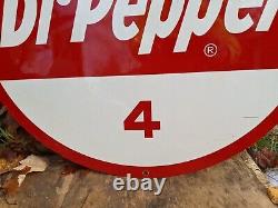 Large Vintage Double-sided Dr. Pepper Porcelain Gas Station Metal Soda Sign