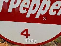 Large Vintage Double-sided Dr. Pepper Porcelain Gas Station Metal Soda Sign