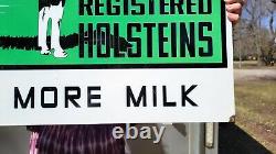 Large Vintage Double-sided Holsteins Cows Cow Milk Farm Farming Porcelain Sign