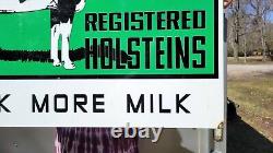 Large Vintage Double-sided Holsteins Cows Cow Milk Farm Farming Porcelain Sign