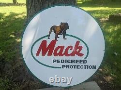 Large Vintage Double-sided Mack Trucks Heavy Porcelain Metal Dealership Sign 24