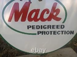 Large Vintage Double-sided Mack Trucks Heavy Porcelain Metal Dealership Sign 24