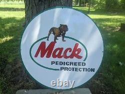 Large Vintage Double-sided Mack Trucks Heavy Porcelain Metal Dealership Sign 24