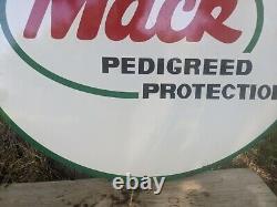 Large Vintage Double-sided Mack Trucks Heavy Porcelain Metal Dealership Sign 24