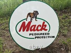 Large Vintage Double-sided Mack Trucks Tractor Farm Porcelain Sign 24 Inch