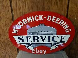 Large Vintage Double-sided Mccormick-deering Tractor Farm Porcelain Metal Sign