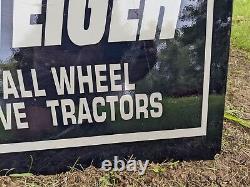 Large Vintage Double-sided Steiger Farm Machinery Tractors Porcelain Metal Sign