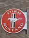 Large Vintage Ford Mustang Double-sided Flange Porcelain Metal Sign 17 Inches