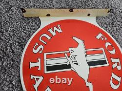 Large Vintage Ford Mustang Double-sided Motor Company Porcelain Flange Sign 17