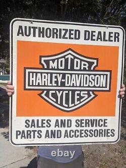 Large Vintage Harley-davison Motorcycle Double-sided Porcelain Sign 26 X 28