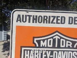 Large Vintage Harley-davison Motorcycle Double-sided Porcelain Sign 26 X 28