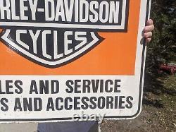 Large Vintage Harley-davison Motorcycle Double-sided Porcelain Sign 26 X 28