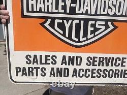 Large Vintage Harley-davison Motorcycle Double-sided Porcelain Sign 26 X 28