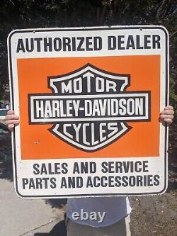 Large Vintage Harley-davison Motorcycle Double-sided Porcelain Sign 26 X 28