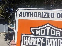 Large Vintage Harley-davison Motorcycle Double-sided Porcelain Sign 26 X 28