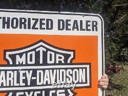 Large Vintage Harley-davison Motorcycle Double-sided Porcelain Sign 26 X 28