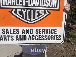 Large Vintage Harley-davison Motorcycle Double-sided Porcelain Sign 26 X 28