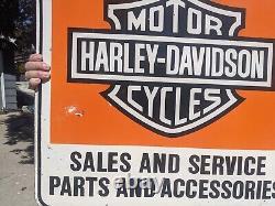 Large Vintage Harley-davison Motorcycle Double-sided Porcelain Sign 26 X 28