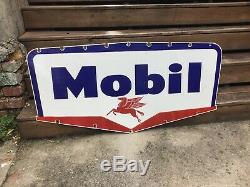 Large Vintage Mobil Oil Double Sided Porcelain Sign