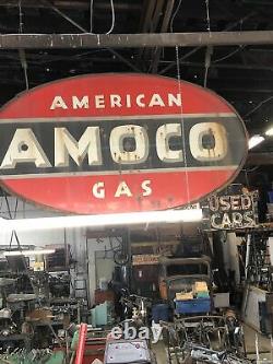 Large Vintage Porcelain Amoco Double Sided Sign 8ft Long