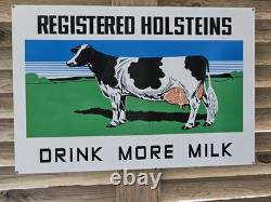 Large Vintage Registered Holsten Porcelain Sign Double-sided Drink Milk 30 X 20
