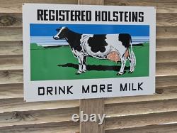 Large Vintage Registered Holsten Porcelain Sign Double-sided Drink Milk 30 X 20