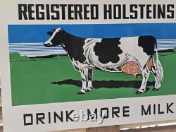 Large Vintage Registered Holsten Porcelain Sign Double-sided Drink Milk 30 X 20