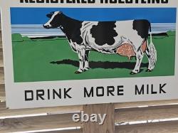 Large Vintage Registered Holsten Porcelain Sign Double-sided Drink Milk 30 X 20