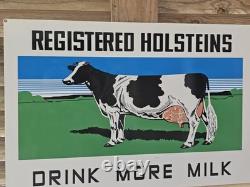 Large Vintage Registered Holsten Porcelain Sign Double-sided Drink Milk 30 X 20