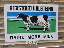 Large Vintage Registered Holsten Porcelain Sign Double-sided Drink Milk 30 X 20