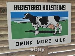 Large Vintage Registered Holsten Porcelain Sign Double-sided Drink Milk 30 X 20