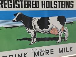 Large Vintage Registered Holsten Porcelain Sign Double-sided Drink Milk 30 X 20