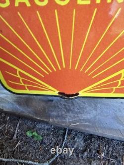 Large Vintage Shell Gasoline Double-sided Porcelain Flange Sign 17 X 17