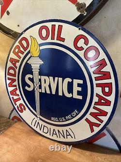 Large Vintage Stanard Oil Double-sided Porcelain Dealer Sign 30 Inch