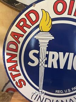 Large Vintage Stanard Oil Double-sided Porcelain Dealer Sign 30 Inch