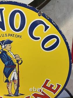 Large Vintage Style Conoco Gas Double-sided Porcelain Dealer Sign 30 Inch