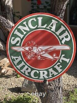 Large Vintage Style Sinclair Aircraft Double-sided Porcelain Sign 30 Inch