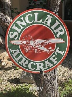 Large Vintage Style Sinclair Aircraft Double-sided Porcelain Sign 30 Inch