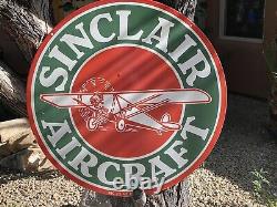 Large Vintage Style Sinclair Aircraft Double-sided Porcelain Sign 30 Inch